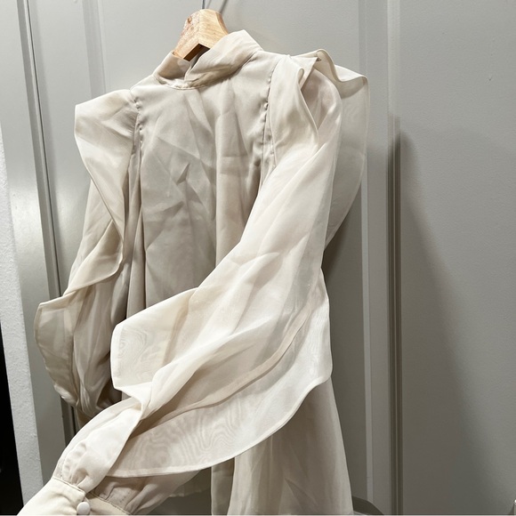 SNIDEL Organic See Through Puff Sleeve Blouse - Picture 3 of 5